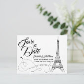 Pariser Doodles Save the Date Postkarte (Stehend Vorderseite)