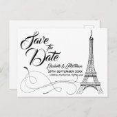 Pariser Doodles Save the Date Postkarte (Vorne/Hinten)