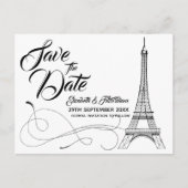 Pariser Doodles Save the Date Postkarte (Vorderseite)