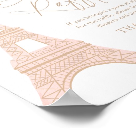 Pariser Eiffel Tower Baby Duschkabine Windeln Raff Poster (Ecke)