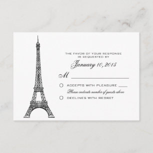 Pariser Eiffel-Turm-Hochzeit UAWG Gewohnheit RSVP Karte