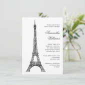 Pariser Eiffelturm Black & White Brautparty Einladung (Stehend Vorderseite)