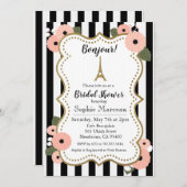 Pariser Eiffelturm Blumendusche Einladung (Vorne/Hinten)