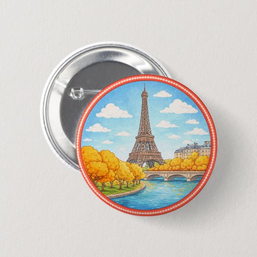 Pariser Eiffelturm Button (Vorne & Hinten)