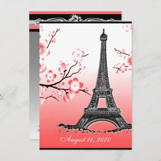 Pariser Eiffelturm - Einladung zur Hochzeit (Vorne/Hinten)