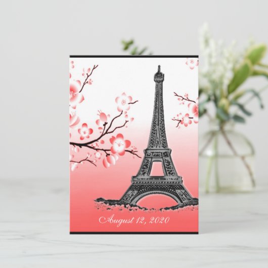 Pariser Eiffelturm - Einladung zur Hochzeit (Stehend Vorderseite)