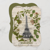 Pariser Eiffelturm für botanische Kunst Einladung (Vorne/Hinten)