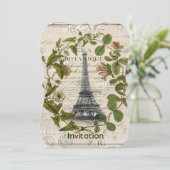 Pariser Eiffelturm für botanische Kunst Einladung (Stehend Vorderseite)
