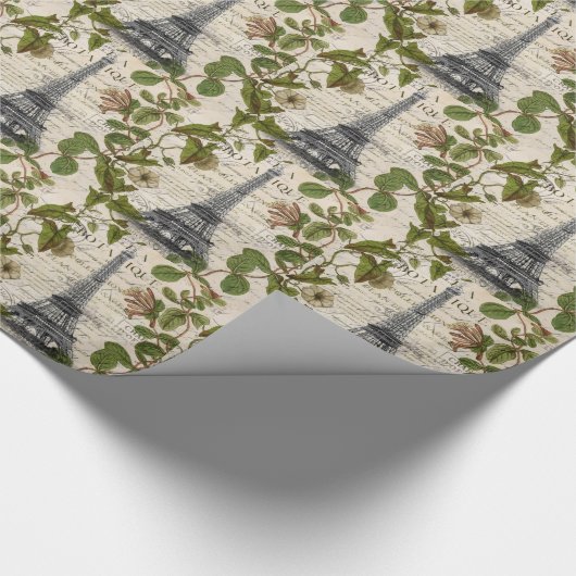 Pariser Eiffelturm für botanische Kunst Geschenkpapier (Ecke)