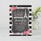 Pariser Eiffelturm Geburtstagsparty Einladung (Stehend Vorderseite)