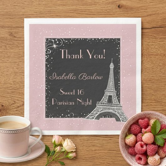 Pariser Eiffelturm Glitter Rouge Blush Pink Sweet  Serviette