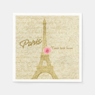 Pariser Eiffelturm Gold & Rosa elegante Servietten