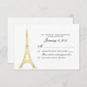Pariser Eiffelturm Gold Wedding RSVP Custom (Vorne/Hinten)