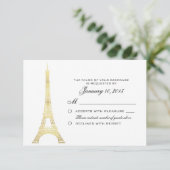 Pariser Eiffelturm Gold Wedding RSVP Custom Karte (Stehend Vorderseite)