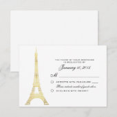 Pariser Eiffelturm Gold Wedding RSVP Custom Karte (Vorne/Hinten)