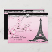 Pariser Eiffelturm Hochzeit rettet die Datumskarte Ankündigungspostkarte (Vorne/Hinten)