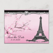 Pariser Eiffelturm Hochzeit rettet die Datumskarte Ankündigungspostkarte (Vorderseite)