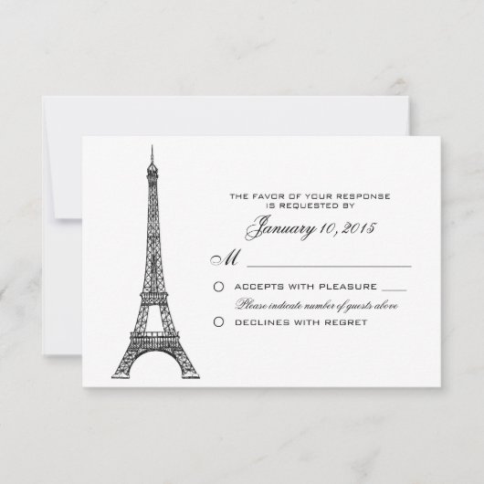 Pariser Eiffelturm Hochzeit RSVP Custom (Vorderseite)