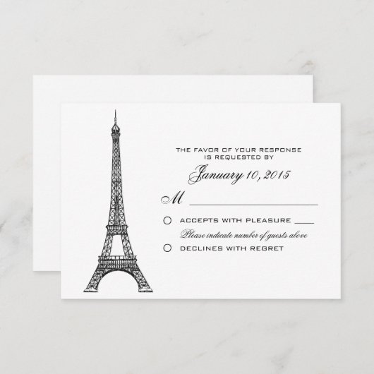 Pariser Eiffelturm Hochzeit RSVP Custom (Vorne/Hinten)