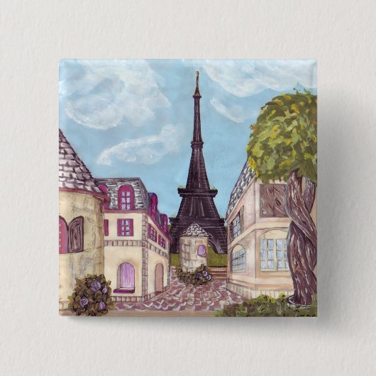 Pariser Eiffelturm inspirierter Landschaftsknopf Button (Vorderseite)
