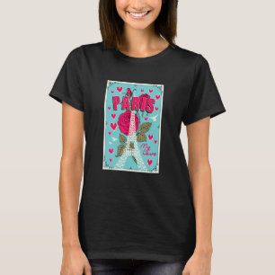 Pariser Eiffelturm mit Rose und Illusionen T-Shirt