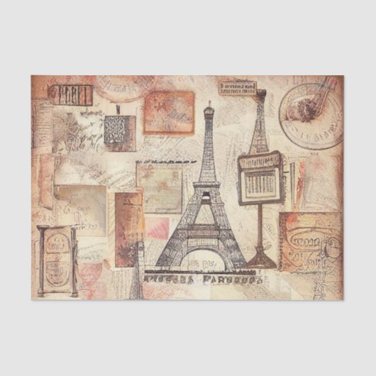 Pariser Eiffelturm Retro Dekoupage Tissue Paper Seidenpapier (Vorderseite)