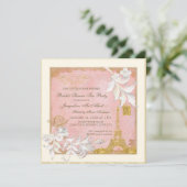 Pariser Eiffelturm Rosa Rodelbahn mit Aussicht Einladung (Stehend Vorderseite)