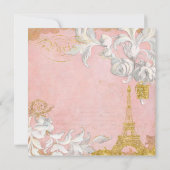 Pariser Eiffelturm Rosa Rodelbahn mit Aussicht Einladung (Rückseite)