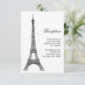 Pariser Eiffelturm Schwarz/Weiß-Empfang-Karte Einladung (Stehend Vorderseite)
