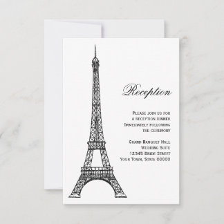 Pariser Eiffelturm Schwarz/Weiß-Empfang-Karte Einladung
