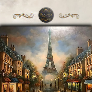Pariser Eiffelturm Straßenszene Découpage Seidenpapier