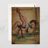 Pariser Eiffelturm Unterkunft Retro Postkarte (Vorne/Hinten)