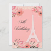 Pariser Eiffelturm vom 85. Geburtstag Einladung (Vorderseite)