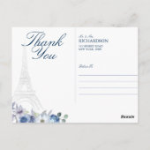 Pariser Eiffelturm Wasserfarbenflora Hochzeitsfeie Postkarte (Rückseite)