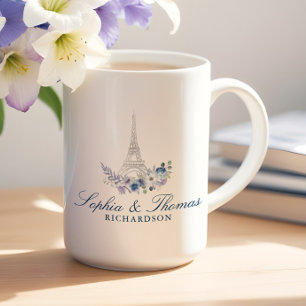 Pariser Eiffelturm Wasserfarbenflorale Hochzeit Kaffeetasse