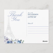 Pariser Eiffelturm Wasserfarbenflorale Hochzeit Postkarte (Rückseite)