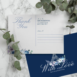 Pariser Eiffelturm Wasserfarbenflorale Hochzeit Postkarte