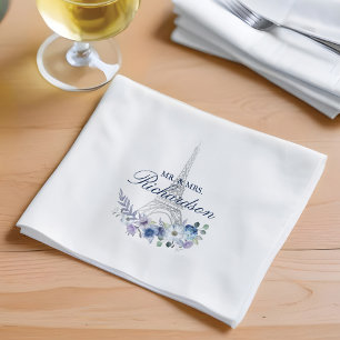 Pariser Eiffelturm Wasserfarbenflorale Hochzeit Serviette