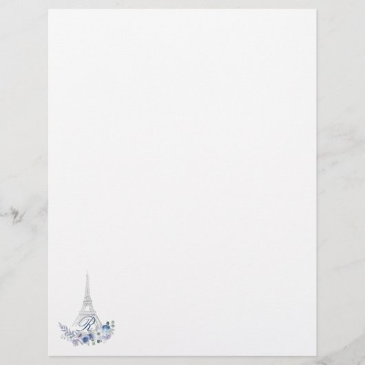 Pariser Eiffelturm Wasserfarbenmonogramm Briefbogen (Vorderseite)