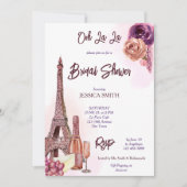 Pariser Eiffelturm Weintrauben Pflaume Brautparty Einladung (Vorderseite)