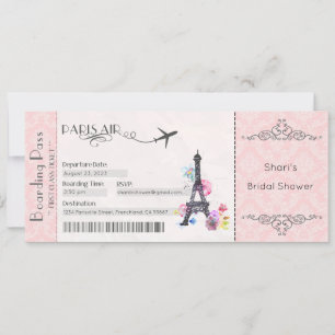 Pariser Einladung, Pariser Brautparty, Babydusche Einladung