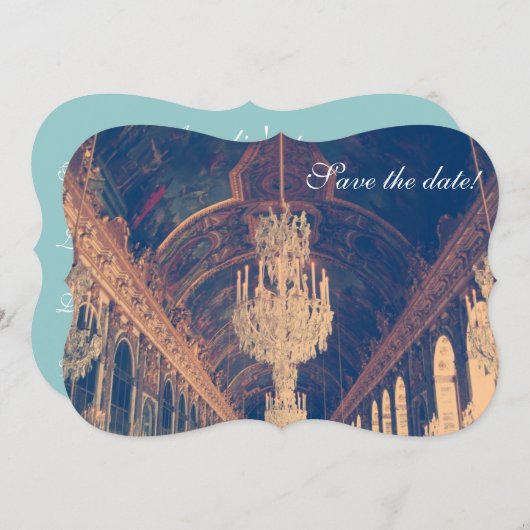 Pariser Eleganter Kronleuchter Save the Date (Vorne/Hinten)