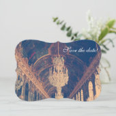 Pariser Eleganter Kronleuchter Save the Date (Stehend Vorderseite)
