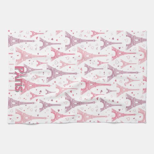 Pariser Eleganz: Paris Eiffelturm Rosa Geschirrtuch (Horizontal)