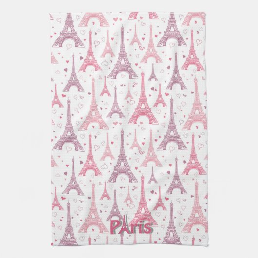 Pariser Eleganz: Paris Eiffelturm Rosa Geschirrtuch (Vertikal)