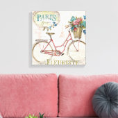Pariser Fahrrad mit Blume vor Leinwanddruck (Insitu (Wohnzimmer))