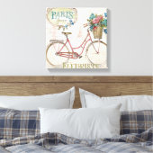 Pariser Fahrrad mit Blume vor Leinwanddruck (Insitu (Schlafzimmer))