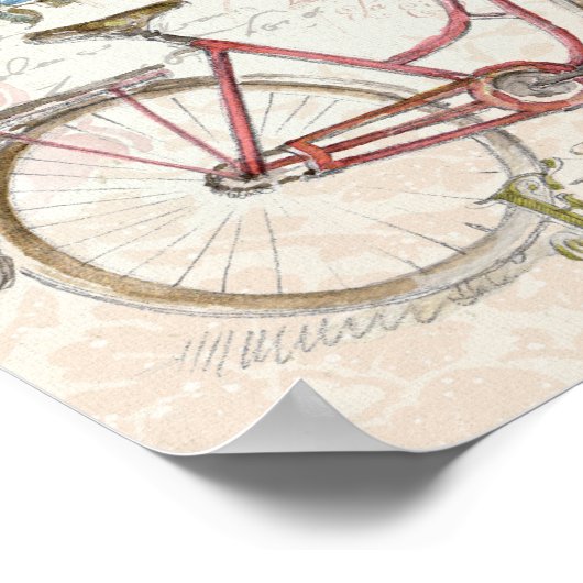 Pariser Fahrrad mit Blume vor Poster (Ecke)