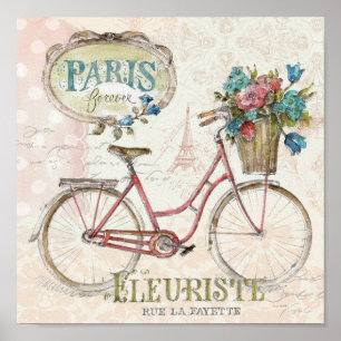 Pariser Fahrrad mit Blume vor Poster