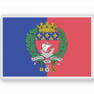 Pariser Flagge (mit Wappen) Aufkleber